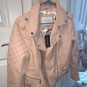 Brand new blush faux leather jacket
